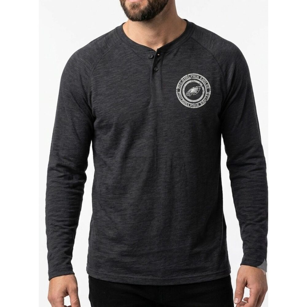 Charcoal Grey Waffle Knit Thermal Henley NFL Philadelphia Eagles Sleepwear Top L